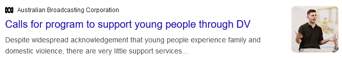 Screenshot of news report from ABC News with the title "Calls for program to support young people through DV"